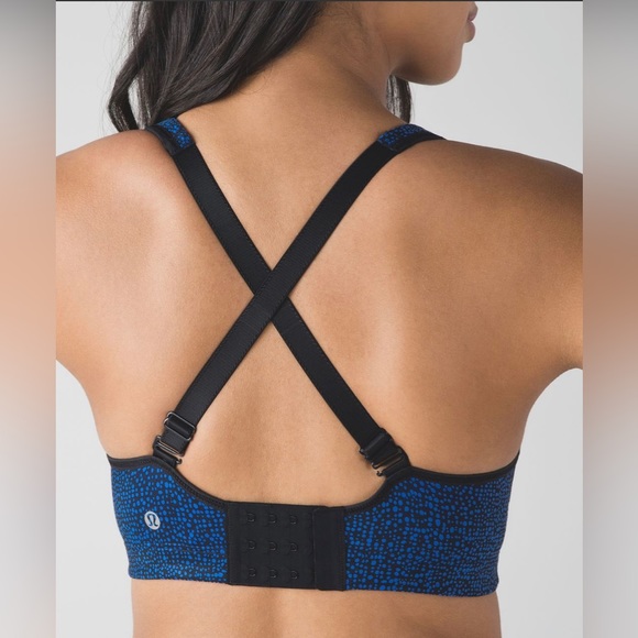 EUC Lululemon Bubbles Pipe Dream Blue/Black Ta Ta Tamer III Bra - Picture 9 of 10